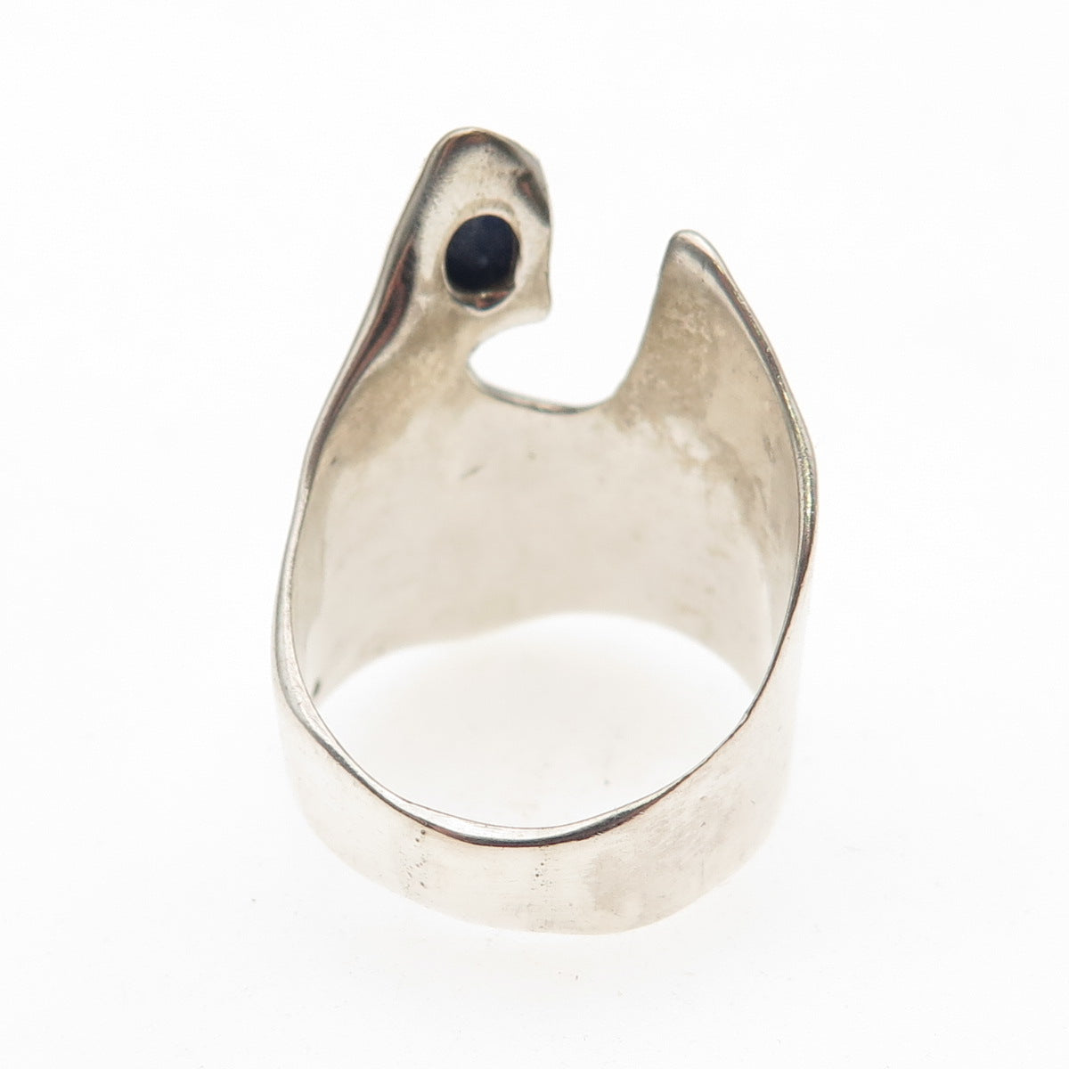 925 Sterling Silver Vintage Real Lapis Lazuli Modernist Ring Size 6.75