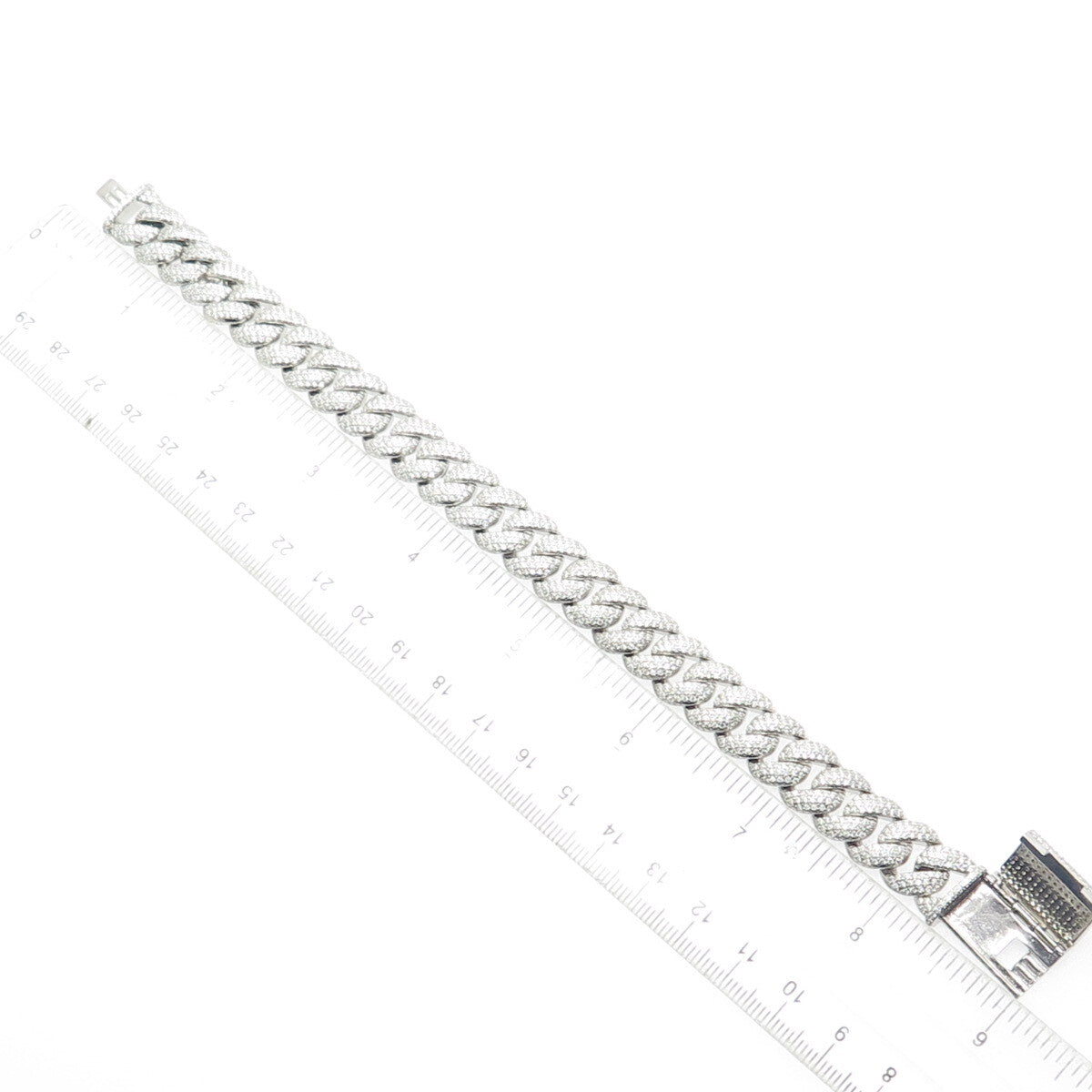 925 Sterling Silver Real Moissanite Cuban Link Bracelet 8.5"