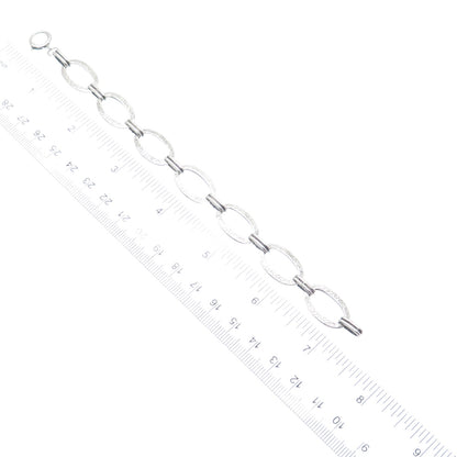 925 Sterling Silver Antique Art Deco Engraved Flower Oval Link Bracelet 6.75"