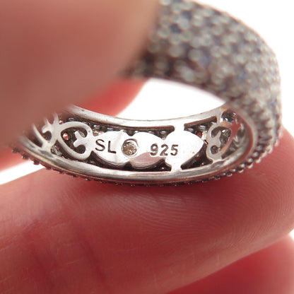 Suzy Levian 925 Sterling Real Diamond Accent Tanzanite & White Topaz Ring Size 8