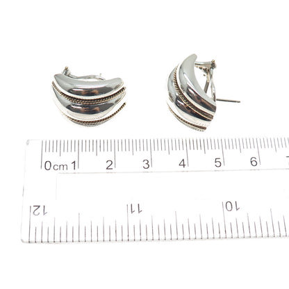 Margaret Bowman 14K Gold Sterling Silver Vintage Modernist Omega Back Earrings