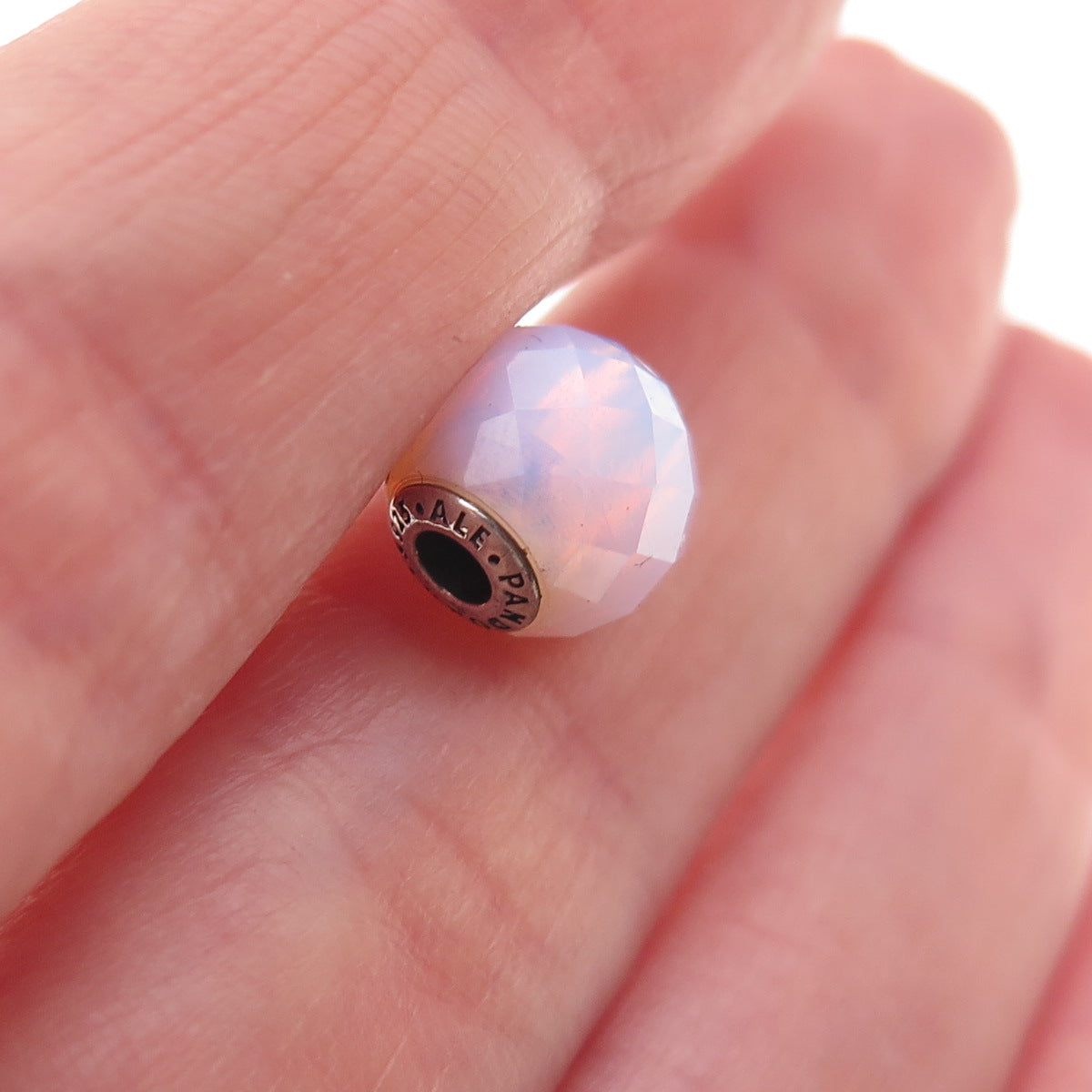 Pandora 925 Sterling Silver Real Opal Essence Friendship Slide Bead Charm