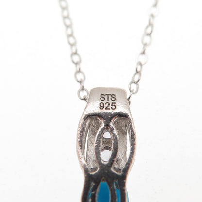 Chuck Clemency 925 Sterling Silver Real Turquoise & Tanzanite Chain Necklace 20"