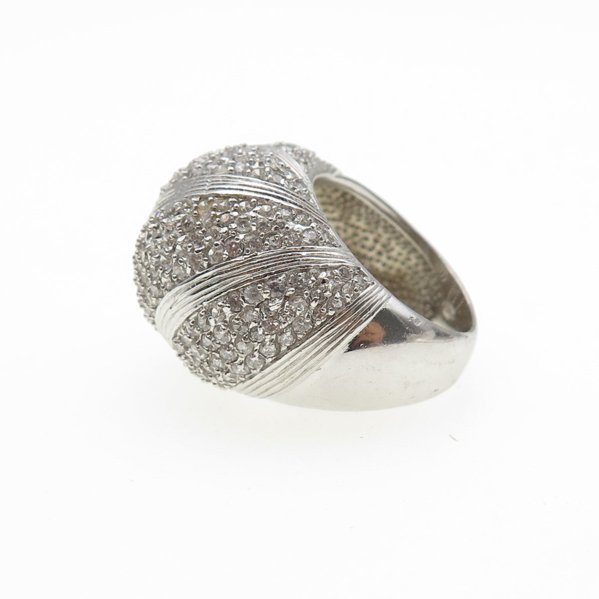 925 Sterling Silver Round-Cut C Z Dome Ring Size 6.25