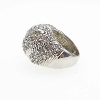 925 Sterling Silver Round-Cut C Z Dome Ring Size 6.25