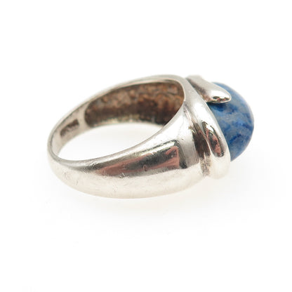 CHATEAU D'ARGENT Sterling Silver Vintage Real Lapis Modernist Ring Size 10.25