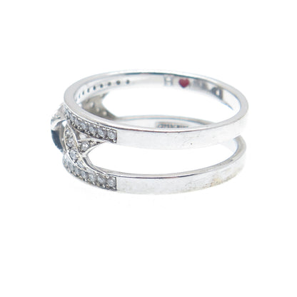 SILVIO HIDALGO 925 Sterling Silver Round-Cut Shaped C Z X Link Ring Size 10.25