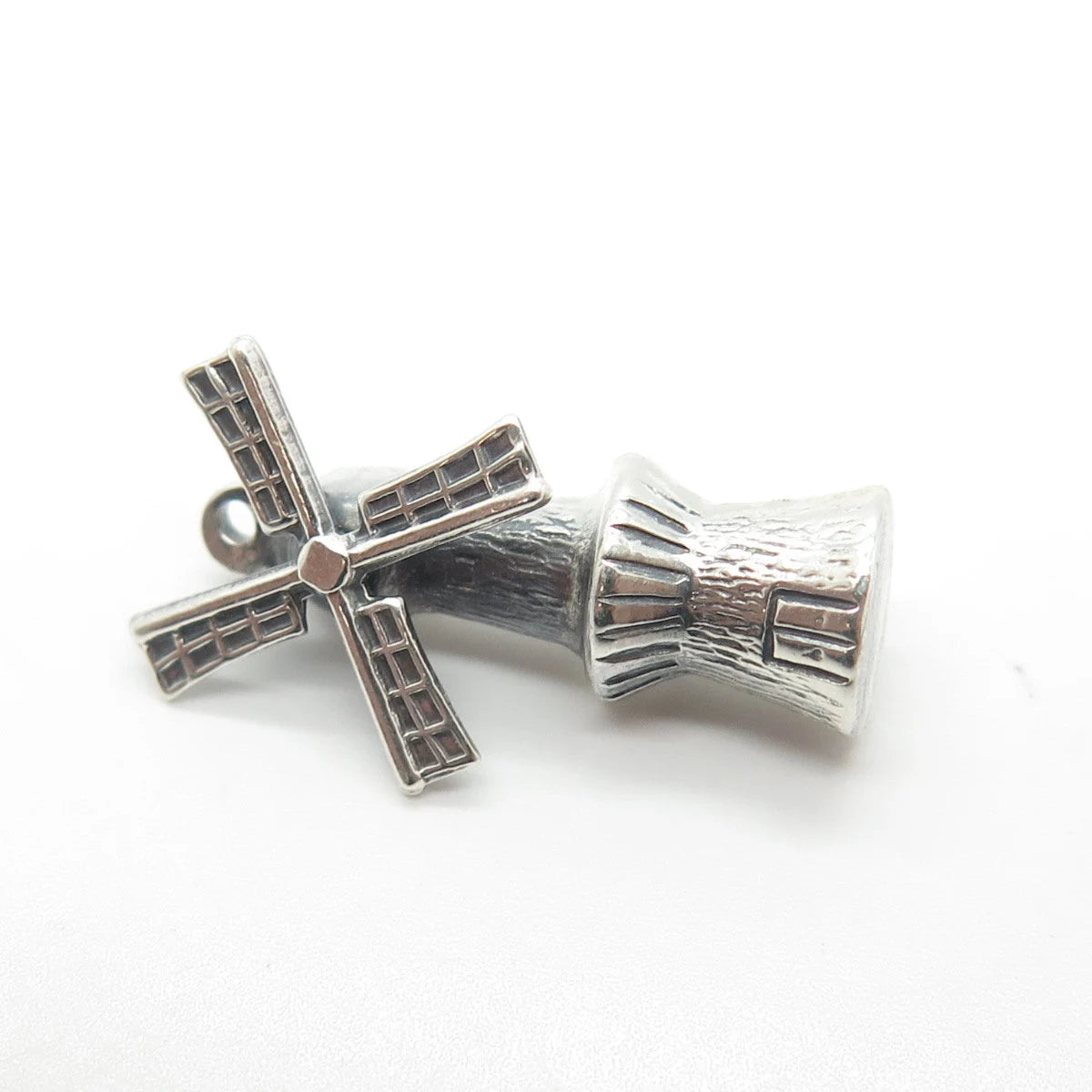 925 Sterling Silver Vintage Old Mill Movable Pendant