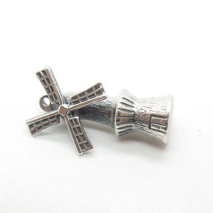 925 Sterling Silver Vintage Old Mill Movable Pendant