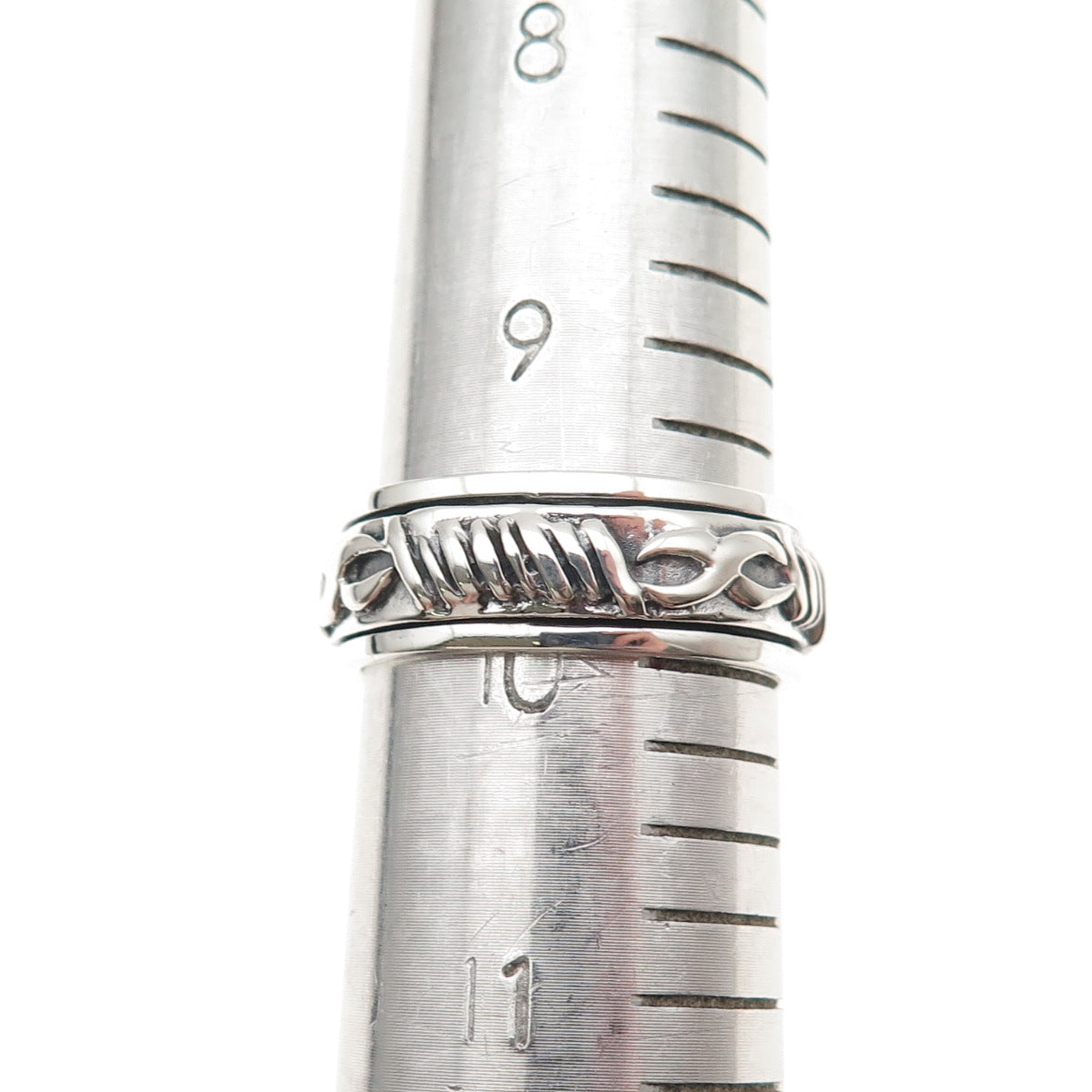 925 Sterling Silver Vintage Celtic Oxidized Rotating Band Ring Size 10