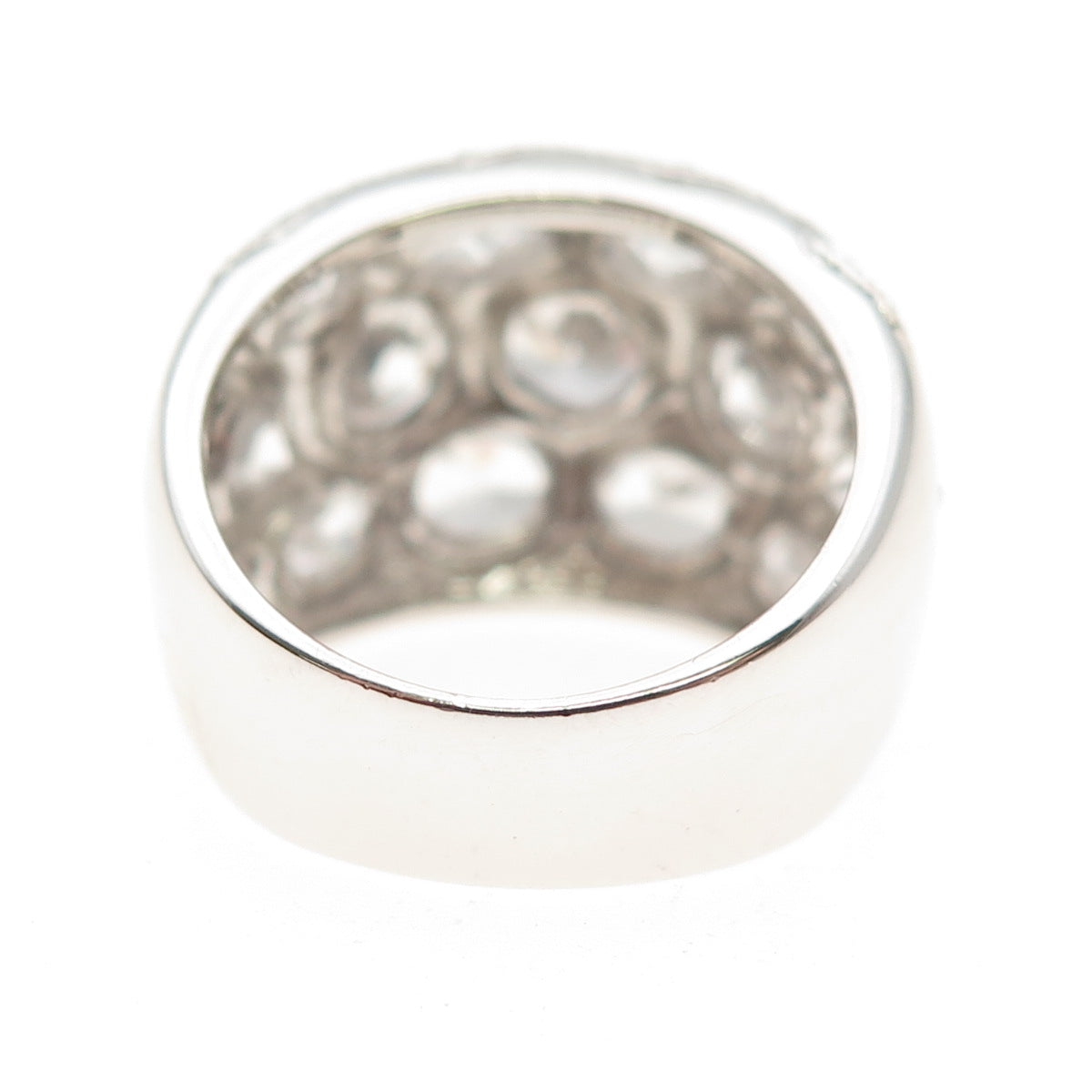 925 Sterling Silver Round-Cut C Z Honey Comb Ring Size 7
