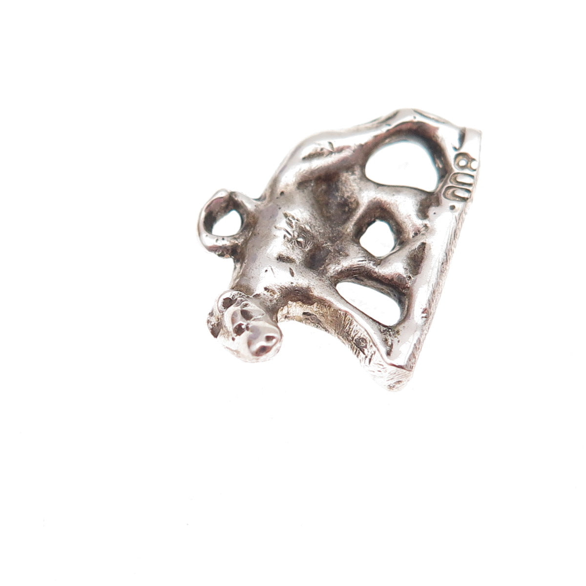 800 Silver Antique Art Deco Capitoline She-Wolf Oxidized 3D Charm Pendant