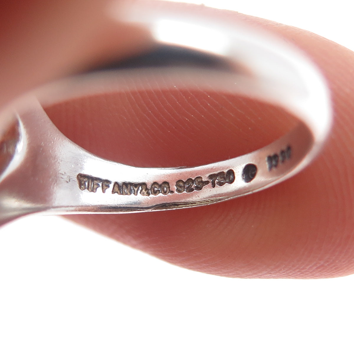 TIFFANY & CO. 18K Gold 925 Sterling Silver Vintage 1990 Heart Bow Ring Size 6