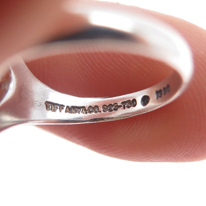 TIFFANY & CO. 18K Gold 925 Sterling Silver Vintage 1990 Heart Bow Ring Size 6