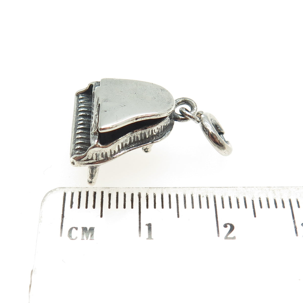 JEWELART Sterling Silver Antique Art Deco Royal Piano Spring Ring Mini Pendant