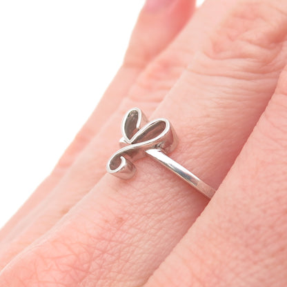 925 Sterling Silver Vintage Modernist Heart Ring Size 6.5