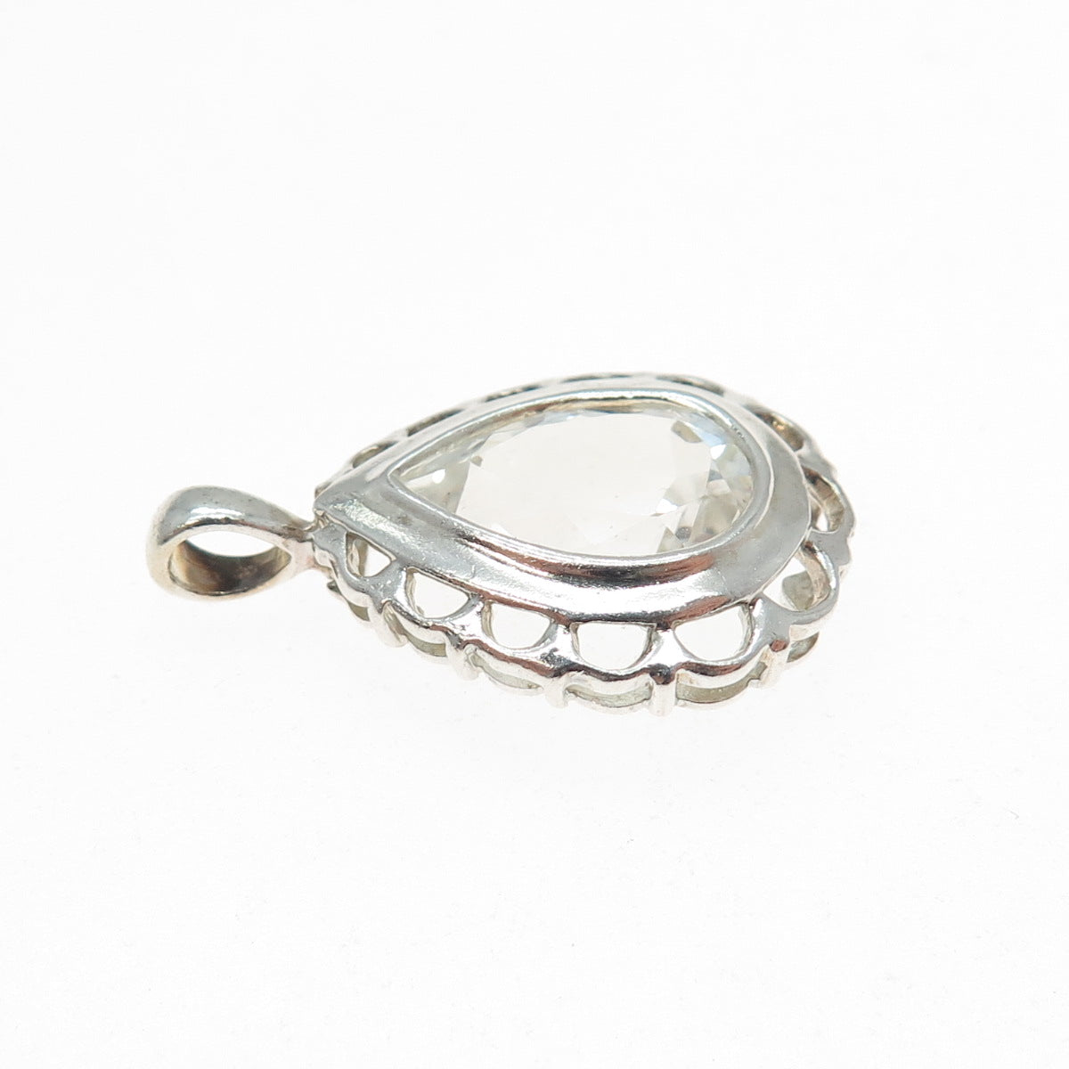 CLYDE DUNEIER CID 925 Sterling Silver Vintage Real White Topaz Charm Pendant