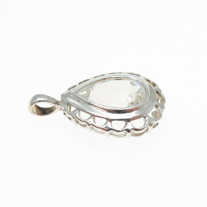 CLYDE DUNEIER CID 925 Sterling Silver Vintage Real White Topaz Charm Pendant