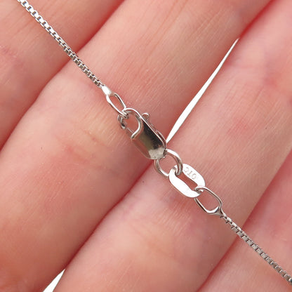 925 Sterling Silver Real Round-Cut Diamond Heart Box Chain Necklace 18"