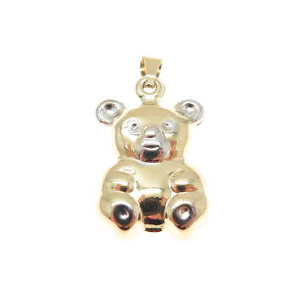 14K Yellow Gold Teddy Bear Minimalist Charm Pendant