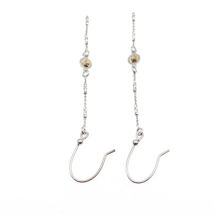 925 Sterling Silver 2-Tone Italy Diamond-Cut Ball Drop Chain Dangle Earrings