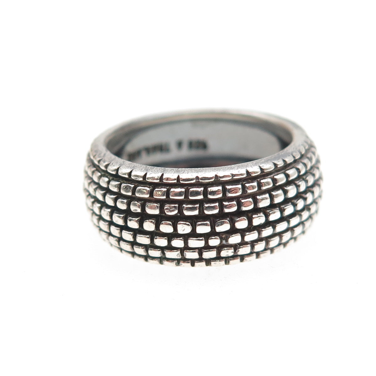 925 Sterling Silver Vintage Modernist Oxidized Band Ring Size 7