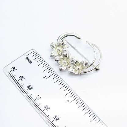 925 Sterling Silver Vintage Forstner Floral Pin Brooch