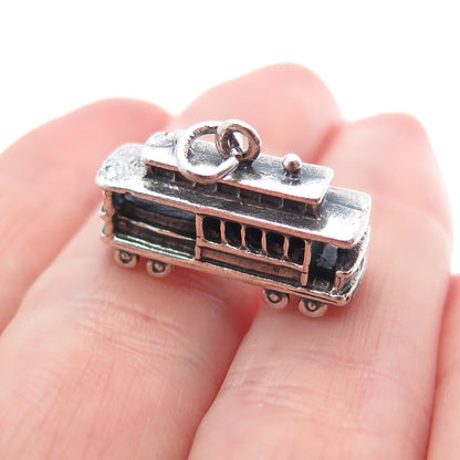DANECRAFT Sterling Silver Vintage San Francisco Cable Car Mini 3D Charm Pendant