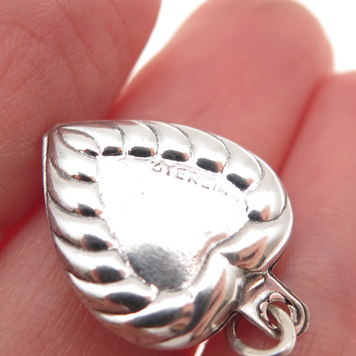 925 Sterling Silver Antique Art Deco Chatelaine Heart Mini Charm Pendant