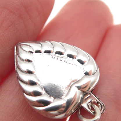 925 Sterling Silver Antique Art Deco Chatelaine Heart Mini Charm Pendant