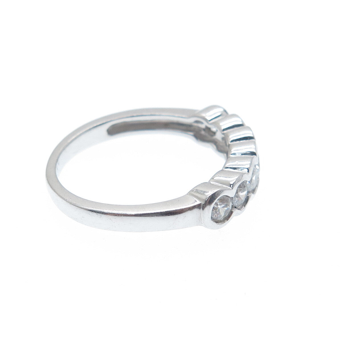 925 Sterling Silver Round-Cut C Z Half Eternity Band Ring Size 7