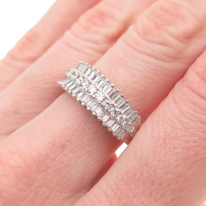 925 Sterling Silver Round & Tapered Baguette-Cut C Z Ring Size 9.25