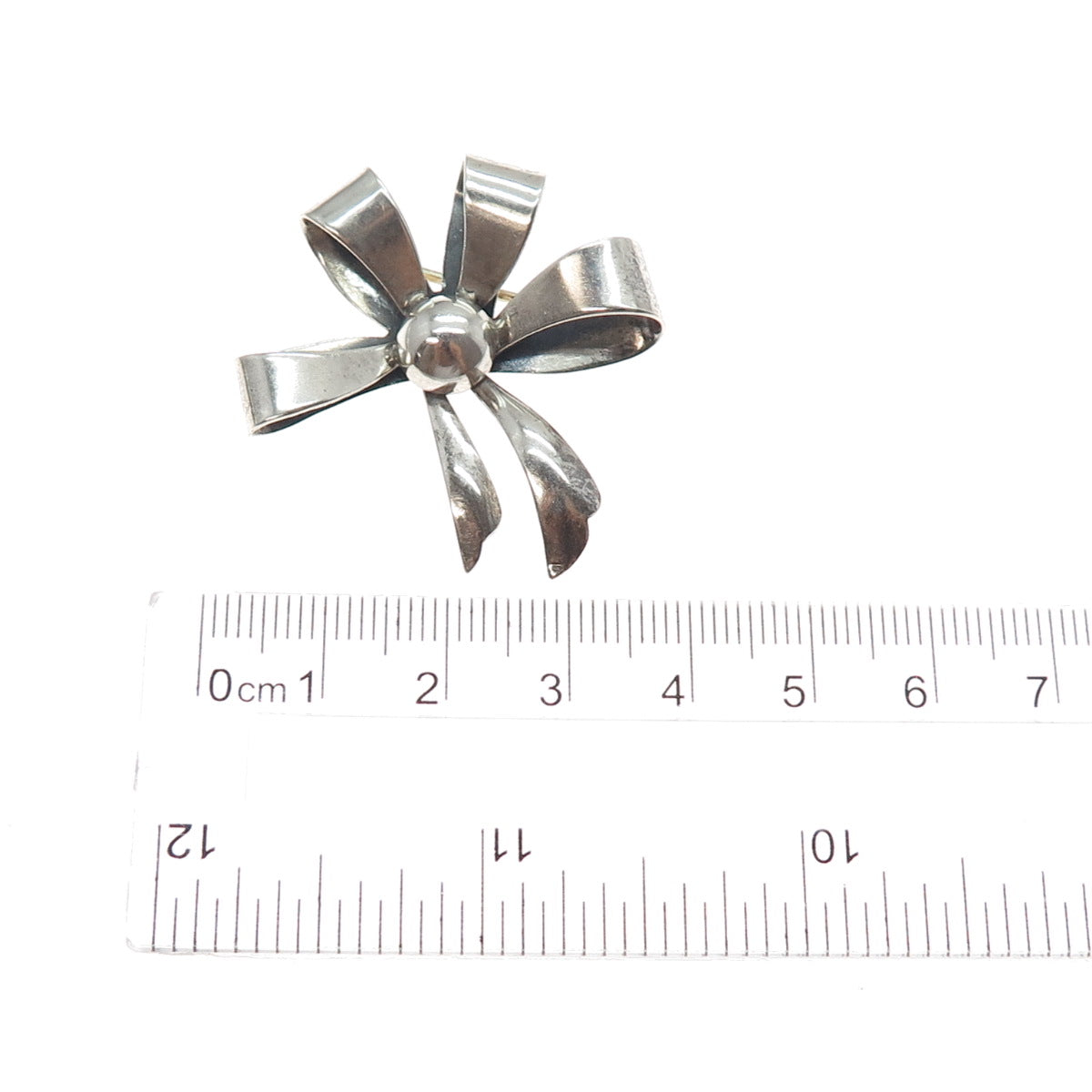 DANECRAFT 925 Sterling Silver Antique Art Deco Ribbon Bow Oxidized Pin Brooch
