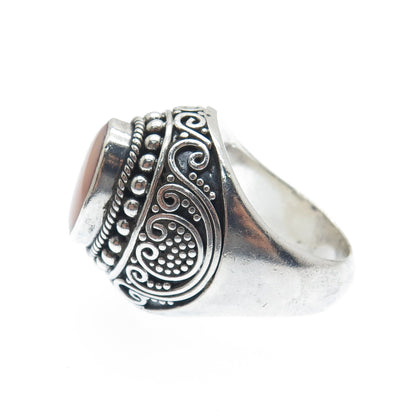 SUARTI BALI Sterling Silver Vintage Real MOP Granulated Oxidized Ring Size 10.25