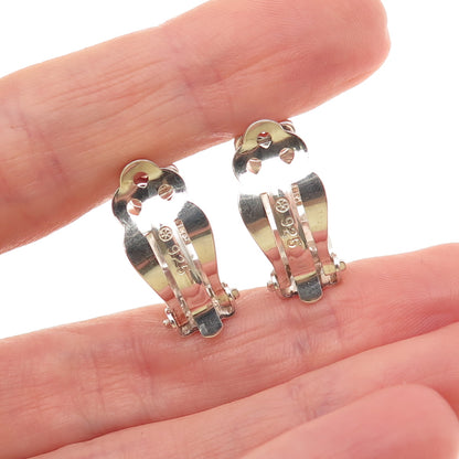 Ralph Lauren 925 Sterling Silver Vintage Modernist 2-Row Clip On Earrings