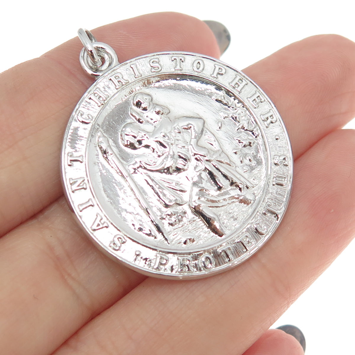 COLEMAN CO. 925 Sterling Silver Vintage Saint Christopher Religious Pendant