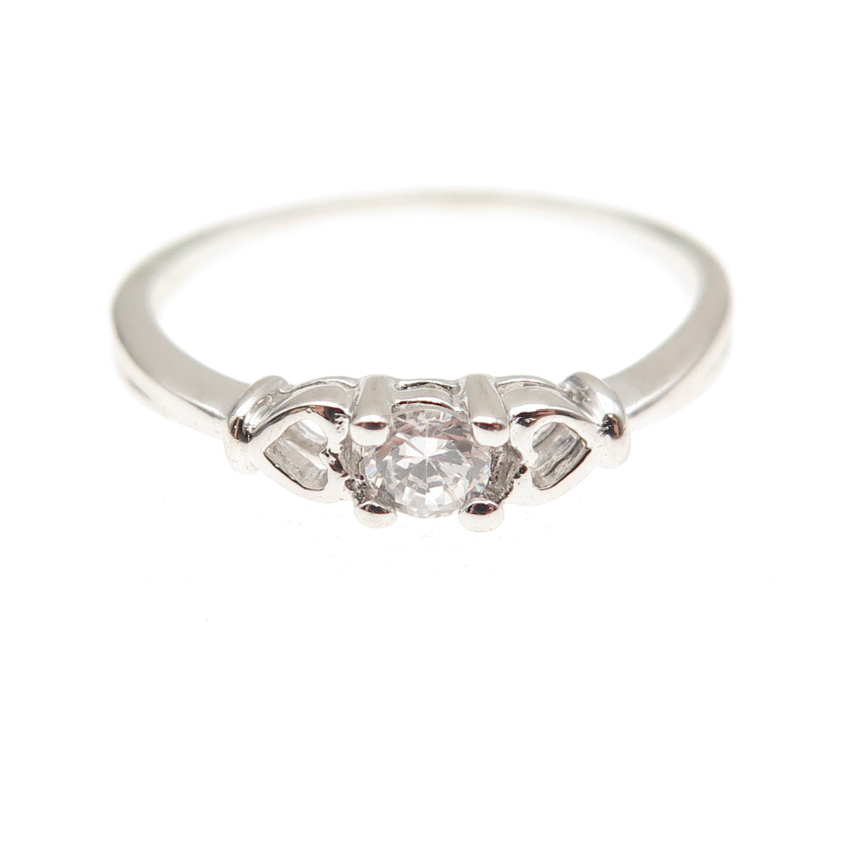 925 Sterling Silver Round-Cut C Z Heart Promise Ring Size 8