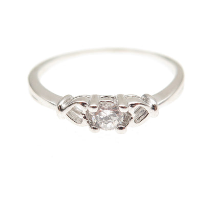 925 Sterling Silver Round-Cut C Z Heart Promise Ring Size 8
