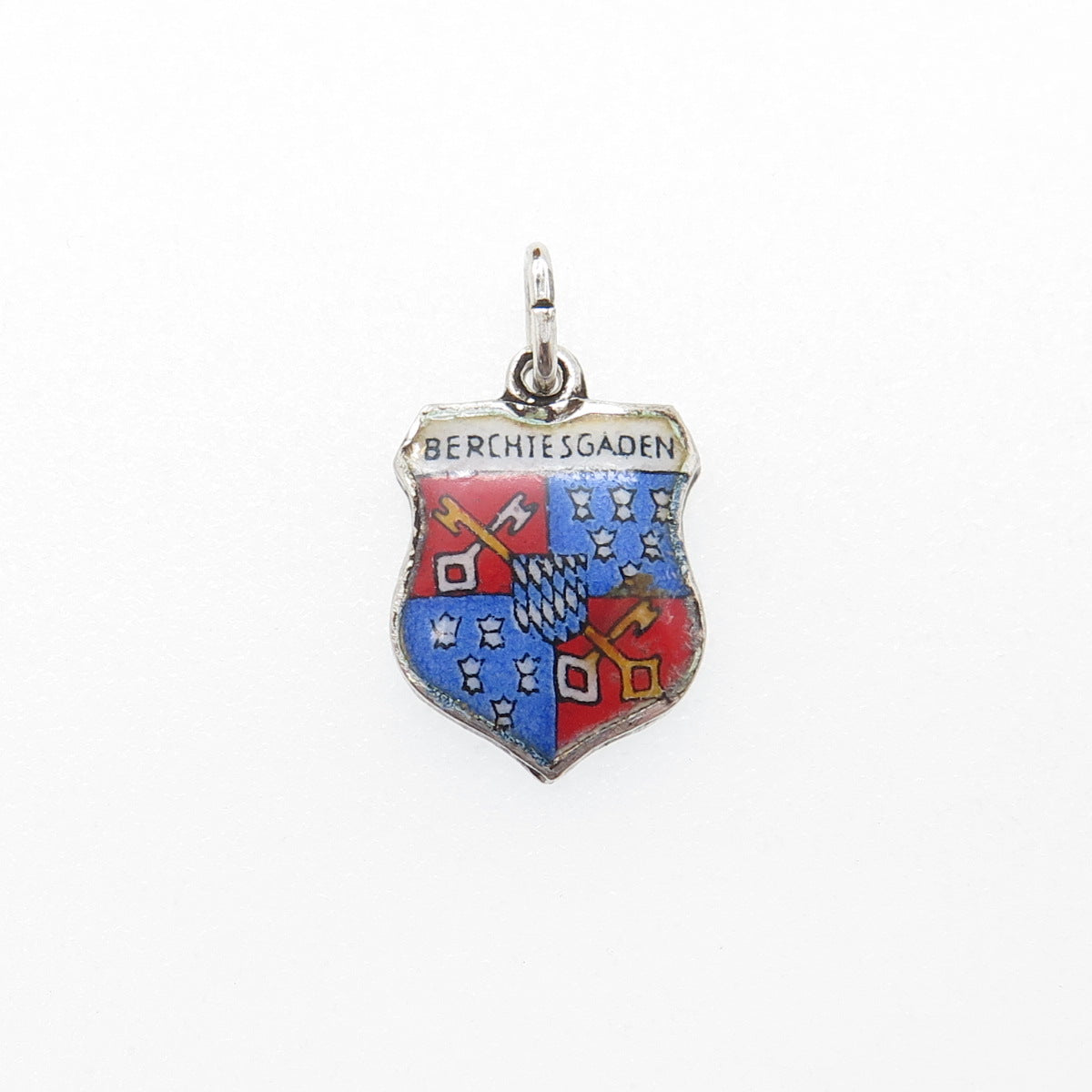 925 Sterling Silver Vintage Enamel Berchtesgaden Coat of Arms Minimalist Pendant