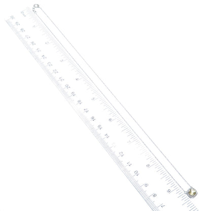 925 Sterling Silver Real Citrine & Round-Cut C Z Singapore Chain Necklace 19"