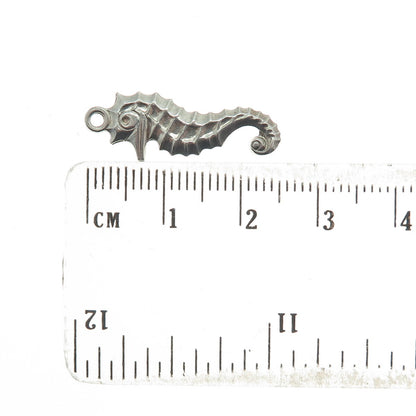 925 Sterling Silver Antique Art Deco Seahorse Minimalist Charm Pendant
