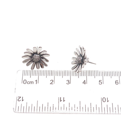 Pandora 925 Sterling Silver C Z Daisy Flower Earrings
