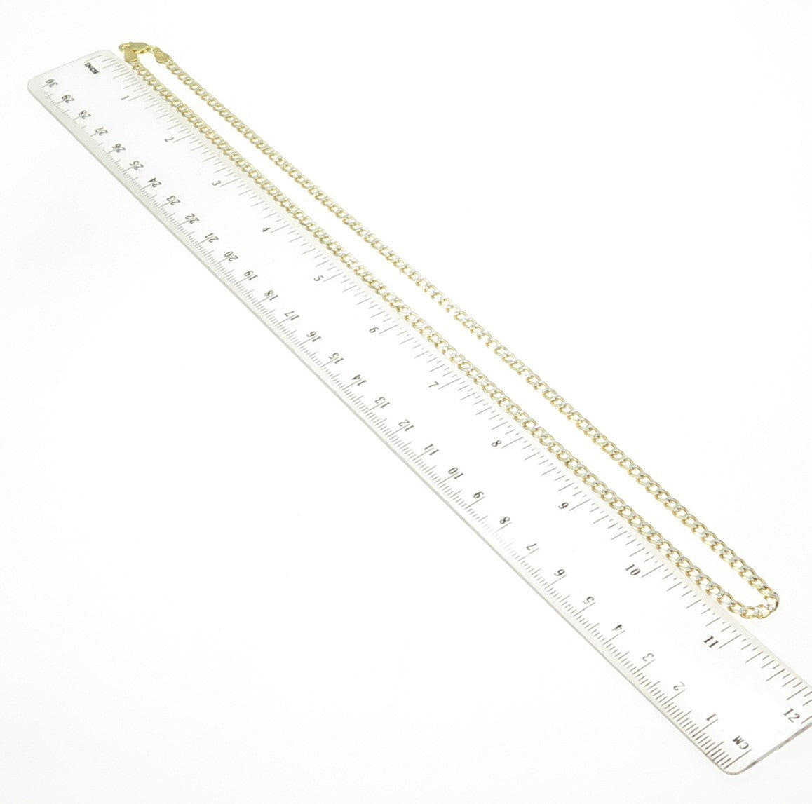 P. LUX 925 Sterling Silver Gold Plated Italy Diamond-Cut Curb Chain Necklace 22"