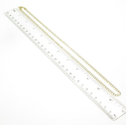 P. LUX 925 Sterling Silver Gold Plated Italy Diamond-Cut Curb Chain Necklace 22"
