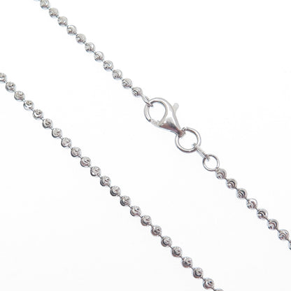 CHRYSOS 925 Sterling Silver Italy Diamond-Cut Ball Beaded Chain Necklace 28"