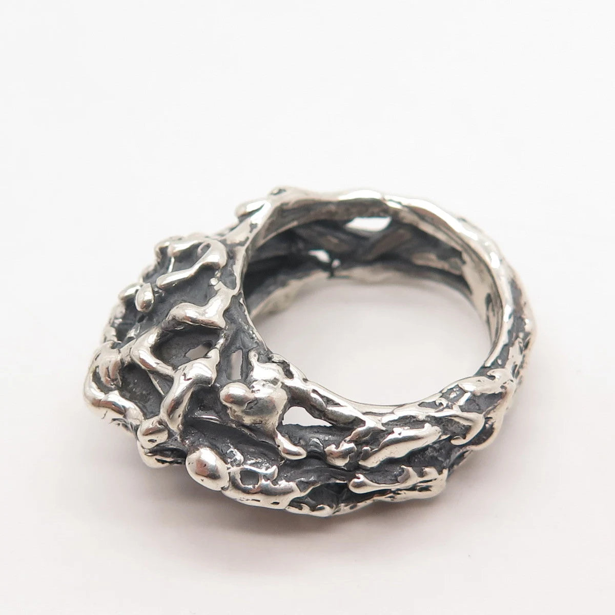 925 Sterling Silver Vintage Israel Modernist Domed Ring Size 8