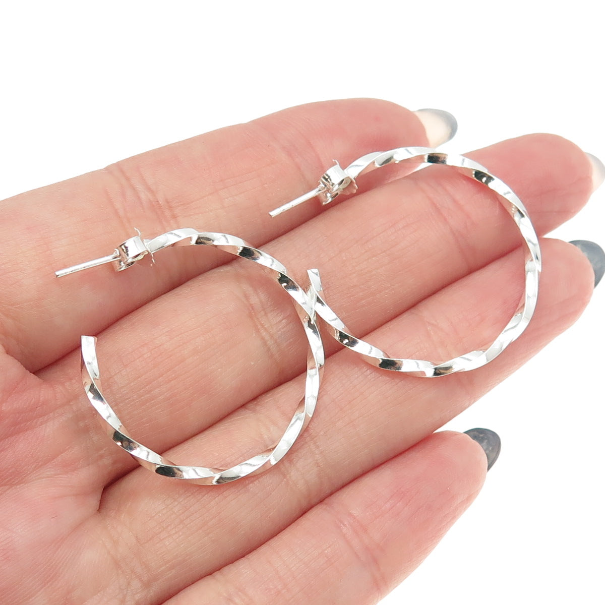 925 Sterling Silver Twisted Hoop Earrings