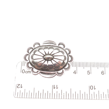 Old Pawn 925 Sterling Silver Vintage Southwestern Concho Tribal Pin Brooch