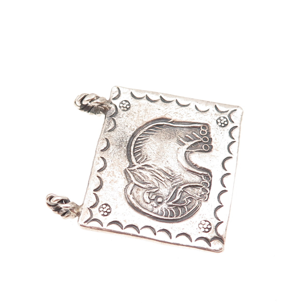 Ken Crafts 925 Sterling Silver Vintage Elephant Oxidized Slide Charm Pendant