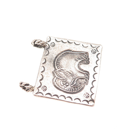 Ken Crafts 925 Sterling Silver Vintage Elephant Oxidized Slide Charm Pendant